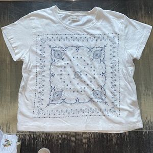 Madewell XS blue bandana tee linen crop